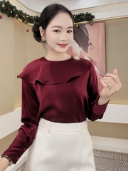 Sơ mi tiệc vạt cổ bay kiểu mới lạ, siêu sang chảnh NKSM2510006