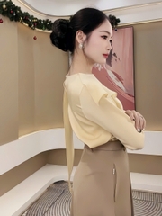 Sơ mi tiệc vạt cổ bay kiểu mới lạ, siêu sang chảnh NKSM2510006