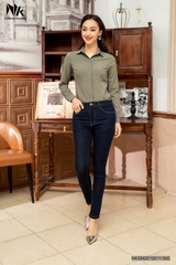 Áo Sơ Mi Dài Tay Cổ Đức Nẹp Dấu Khuy cơ bản phù hợp nhiều kiểu dáng NKSM2010011 ( Ko kèm QU/CV/PK)