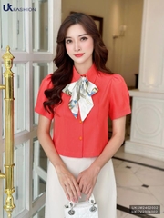 UK Fashion Áo Sơ Mi Cổ Đức 7 Mảnh Ly Súp Trẻ Trung, Nữ Tính UKSM2402002
