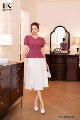 Áo Kí Giả Dáng Peplum Trơn Nơ Cổ NKFSM2305029