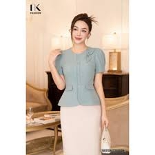 Áo Kí Giả Dáng Peplum Trơn Nơ Cổ NKFSM2305029