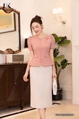 Áo Kí Giả Dáng Peplum Trơn Nơ Cổ NKFSM2305029