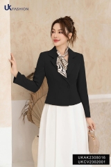Áo Vest 1 Lớp NK Fashion 2 Cúc Bọc Viền UKAK2308016 Thời Trang Công Sở Nữ, Sang Trọng, Vải Cao Cấp, Lên Form Đứng Dáng