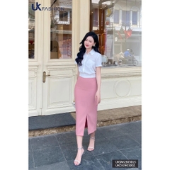 Chân váy bút chì xẻ trước UK fashion dáng dài qua gối,chất liệu mềm mịn, thiết kế công sở cao cấp UKCV2401002