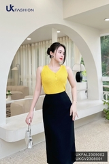 Áo len sát nách cổ tim UK Fashion Trendy, Chất Len Cao Cấp UKFAL2309002