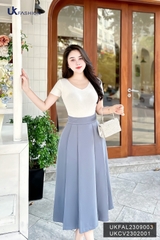Áo Len Cộc Tay Cổ Tim UK Fashion Trendy, Chất Len Cao Cấp UKFAL2309003