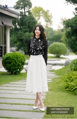 Áo Sơ Mi Tơ dãy hoa dập ngực Dài Tay UK Fashion Công Sở Nữ, Thanh Lịch, Thiết Kế Hàn, Chất vải mịn cao cấp UKFSM2310020