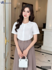 Sơ mi cộc tay phối cổ ren nữ tính, điệu đà UKFSM2402022