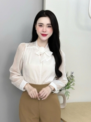Sơ mi tơ cổ vạt hoa cực xinh xắn UKFSM2409014