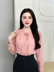 Sơ mi tơ cổ vạt hoa cực xinh xắn UKFSM2409014