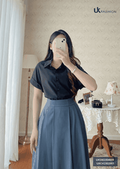 Áo Sơ Mi Nữ UK Fashion Cổ Đức Vai Chờm Chất Vải Mềm Mịn Thoáng Mát Phù Hợp Đi Làm Đi Chơi UKSM2304009