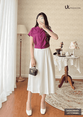 Áo Sơ Mi Cổ Tàu Vai Chờm UKSM2305002 NK Fashion Thời Trang Công Sở Nữ, Kiểu Dáng Hàn, Trẻ Trung Năng Động, Vải Mát