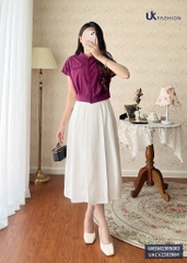 Áo Sơ Mi Cổ Tàu Vai Chờm UKSM2305002 NK Fashion Thời Trang Công Sở Nữ, Kiểu Dáng Hàn, Trẻ Trung Năng Động, Vải Mát
