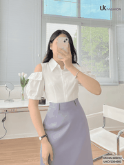 Áo Sơ Mi Cổ Đức Ôm Tay Kiểu UK Fashion Thiết Kế Tay Kiểu Độc Đáo, Chất Liệu Cao Cấp, Siêu Mềm Mại UKSM2306010