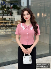 Áo Sơ Mi Cổ Kép UK Fashion Chất Liệu Cao Cấp, Lên Form Đứng Dáng. trẻ trung cho các nàng công sở UKSM2306018