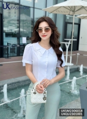 Áo Sơ Mi Cổ Kép UK Fashion Chất Liệu Cao Cấp, Lên Form Đứng Dáng. trẻ trung cho các nàng công sở UKSM2306018