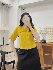 Áo Sơ Mi Croptop Nơ Cổ UK Fashion Kiểu Dáng Trẻ Trung, Chất Liệu Cao Cấp UKSM2306020