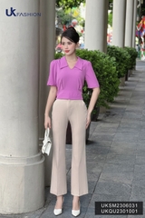 Sơ mi cổ V cộc tay UK Fashion thiết kế đơn giản, trẻ trung chất liệu cao cấp, không nhăn dành cho công sở UKSM2306031