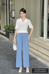 Sơ mi cổ V cộc tay UK Fashion thiết kế đơn giản, trẻ trung chất liệu cao cấp, không nhăn dành cho công sở UKSM2306031
