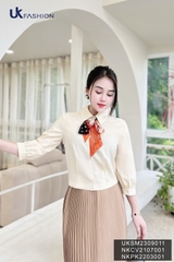 Áo Sơ Mi nữ UK Fashion cổ đức tay lỡ chất liệu lụa không nhăn UKSM2309011