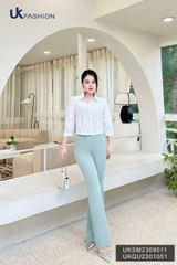 Áo Sơ Mi nữ UK Fashion cổ đức tay lỡ chất liệu lụa không nhăn UKSM2309011