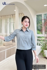 Áo Sơ Mi nữ UK Fashion cổ đức tay lỡ chất liệu lụa không nhăn UKSM2309011