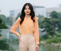 Sơ Mi Cổ Tàu V Bèo Kẹp Tay Dài UKSM2309017 NK Fashion Thời Trang Công Sở Nữ Thanh Lịch, Nữ Tính, Phối đồ đa dạng