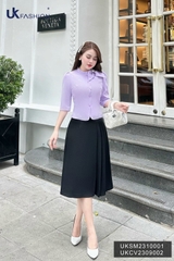 Chân Váy A Xếp Cá Sườn Dáng Dài UKCV2309002 Thương Hiệu NK Fashion Công Sở Nữ Sang Trọng, Trẻ Trung, Thanh Lịch