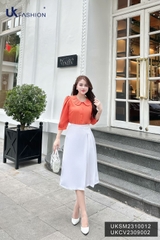 Chân Váy A Xếp Cá Sườn Dáng Dài UKCV2309002 Thương Hiệu NK Fashion Công Sở Nữ Sang Trọng, Trẻ Trung, Thanh Lịch