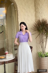 Áo sơ mi cổ nhẵn tay phồng UK Fashion, chất liệu mát, không nhăn, thấm hút mồ hôi, thời trang nữ, công sở UKSM2401006