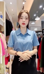 Áo Sơ Mi nữ UK Fashion cổ đức cọc tay mí nẹp, chất liệu lụa không nhăn UKSM2401016