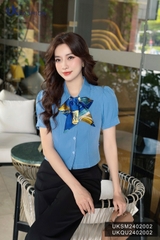 UK Fashion Áo Sơ Mi Cổ Đức 7 Mảnh Ly Súp Trẻ Trung, Nữ Tính UKSM2402002