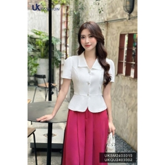 Áo Kí Giả UK Fashion Cổ Nhọn Vạt Tròn Sang Trọng, Thanh Lịch UKSM2403015