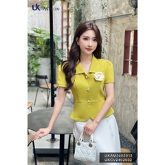 Áo Kí Giả UK Fashion Cổ Nhọn Vạt Tròn Sang Trọng, Thanh Lịch UKSM2403015