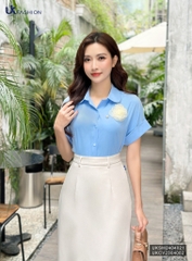 Áo Sơ Mi UK Fashion Cổ Sen Nhỏ Tay Chờm Thanh Lịch, Sang Trọng UKSM2404021