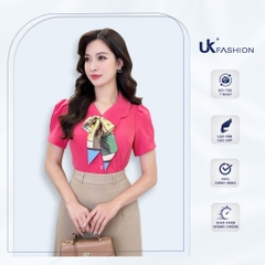 Áo Sơ Mi Croptop Cổ Sen Kiểu UK Fashion Công Sở Nữ Thanh Lịch, Dịu Dàng Vải Mềm Mịn UKSM2406006