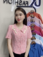 Áo Sơ Mi UK Fashion Công Sở Thiết Kế Cổ Kép, Họa Tiết Hoa Nhẹ Nhàng, Thanh Lịch, Nữ Tính UKSM2406007