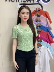 Áo Sơ Mi UK Fashion Công Sở Thiết Kế Cổ Kép, Họa Tiết Hoa Nhẹ Nhàng, Thanh Lịch, Nữ Tính UKSM2406007