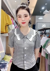 Áo Sơ Mi UK Fashion Công Sở Thiết Kế Cổ Kép, Họa Tiết Hoa Nhẹ Nhàng, Thanh Lịch, Nữ Tính UKSM2406007