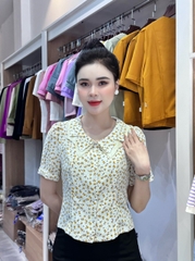 Áo Sơ Mi UK Fashion Công Sở Thiết Kế Cổ Kép, Họa Tiết Hoa Nhẹ Nhàng, Thanh Lịch, Nữ Tính UKSM2406007