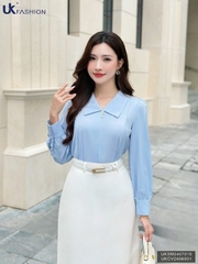 Áo Sơ Mi Cổ Sen Nhọn Dài Tay 3 Cúc Ngọc UK Fashion Công Sở Nữ Thanh Lịch Vải Mềm Mịn UKSM2407015