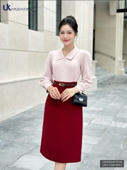 Áo Sơ Mi Cổ Sen Nhọn Dài Tay 3 Cúc Ngọc UK Fashion Công Sở Nữ Thanh Lịch Vải Mềm Mịn UKSM2407015