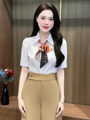 Sơ mi ngắn tay mí lá cổ đơn giản mà xinh xắn UKSM2408006
