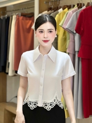 Sơ mi cộc tay ren gấu kiểu điệu đẹp UKSM2507011