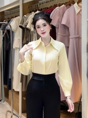 Sơ mi cổ đức dài tay nẹp kiểu công sở nữ, thoáng mát, lịch sự UKSM2507031