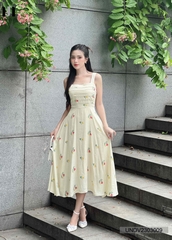 Váy Đầm Nữ 2 Dây Xếp Thân Mix Họa Tiết Bắt Mắt Thích Hợp Dạo Chơi Đi Biển UNDV2303009