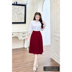 Sơ mi cổ xen xếp tay lỡ UK Fashion Thời Trang Công Sở Nữ Thanh Lịch, Style Hàn Quốc,chất liệu Cao Cấp UKSM2310012