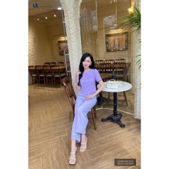 Áo sơ mi Uk Fashion cổ tròn xếp ly ngực cúc đôi, chất liệu thấm hút mồ hôi, không nhăn UKSM2401027