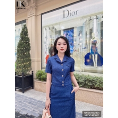 NK Fashion Áo Sơ Mi Denim Nữ Cổ Vest NK Fashion Thiết Kế Công Sở Nữ, Chiết Eo, Chất Liệu Nhập Hàn Cao Cấp NKSM2402004